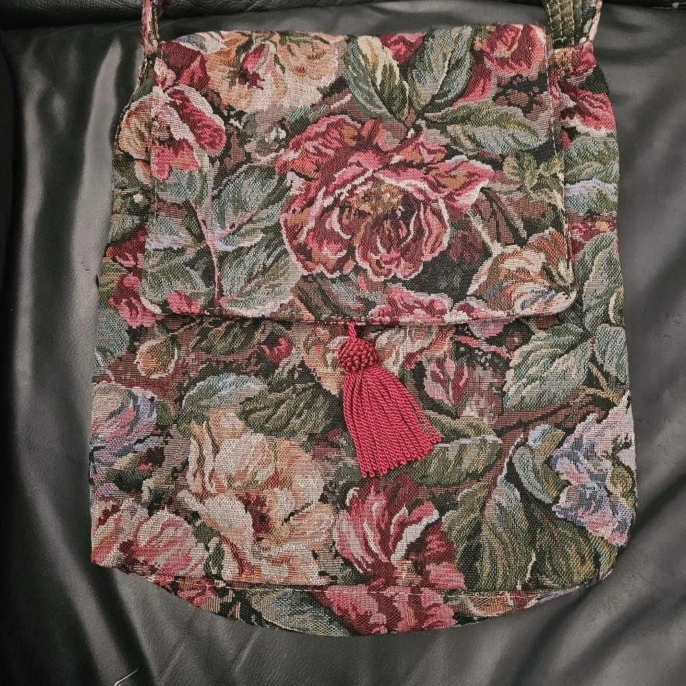 Vintage Maureen Kealy Custom Made In Canada Floral Tapastry Flap Shoulder Bag - Picture 2 of 13